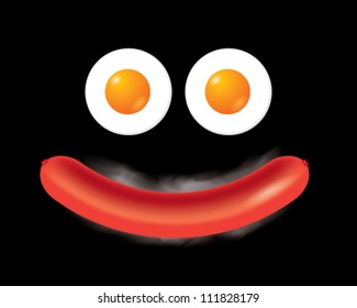 Fried egg and Sausage vector