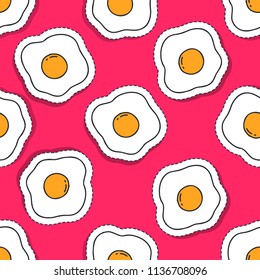 fried egg seamless doodle pattern