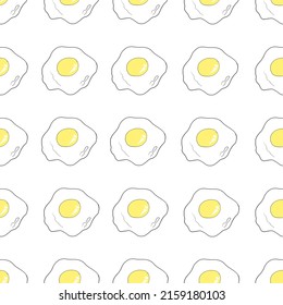 Fried egg seamless pattern. Scrambled eggs illustration. Breakfast background vector illustration