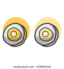 Fried egg set icon illustration with variant color and clean background