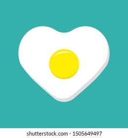 Fried egg in the shape of heart. Vector illustration in cartoon flat style