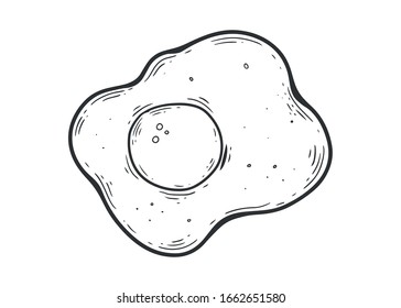 Fried egg sketch vector illustration.
