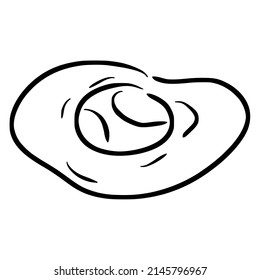 fried egg sketch in vintage black line illustration style for restaurant cafe menu
