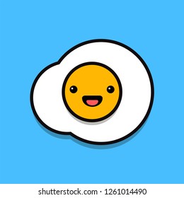 Fried Egg with Smiley Face Vector Illustration