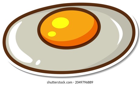 Fried egg in sticker template illustration