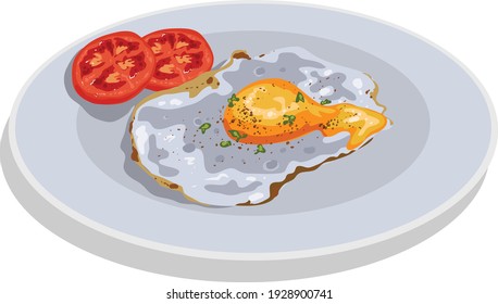 Vector de ilustración de la población de huevos fritos aislado en fondo blanco
