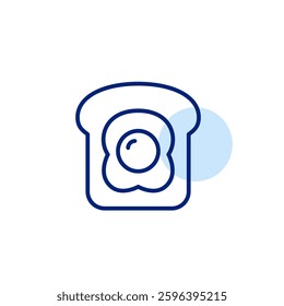 Fried egg sunny side up on toast. Classic breakfast. Pixel perfect, editable stroke vector icon