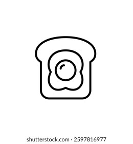 Fried egg sunny side up on toast. Classic breakfast. Pixel perfect, editable stroke vector icon