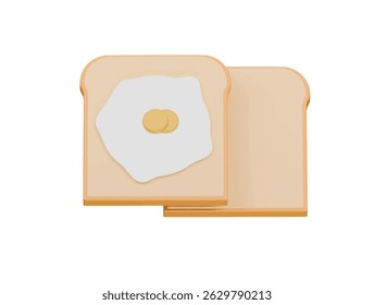 renderização de ilustração 3d ícone frito ovo torrada