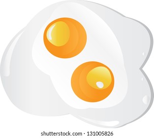 Fried egg twins on a white background. Vector