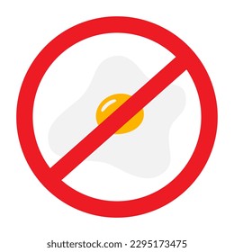 Fried egg under the red ban in trendy color combination. Quick breakfast. Happy Egg Day. Vector. EPS