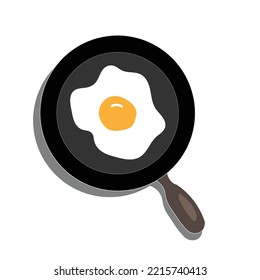 Fried egg vector doodle drawing design with white background, cook eggs.