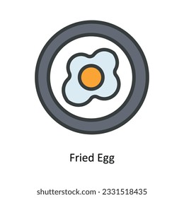 Fried Egg Vector   Fill outline Icon Design illustration. Kitchen and home  Symbol on White background EPS 10 File