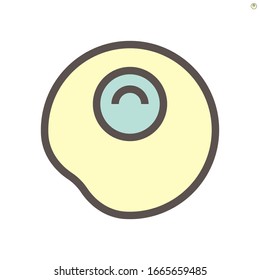 Das Design der Vektorillustration von Fried Ei für die grafische Gestaltung von Lebensmitteln, 48X48 Pixel perfekt und bearbeitbar.