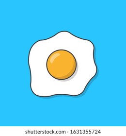 Fried Egg Vector Icon Illustration. Fresh Fried Egg Delicious Cuisine Dish