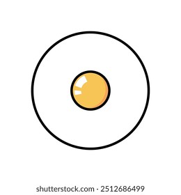 Fried egg vector icon. Minimalistic illustration of sunny side up fried chicken egg. Breakfast ideas, healthy eating, low carb diet concepts.