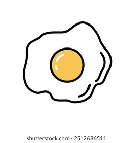 Fried egg vector icon. Minimalistic illustration of sunny side up fried chicken egg. Breakfast ideas, healthy eating, low carb diet concepts.