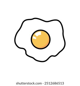 Fried egg vector icon. Minimalistic illustration of sunny side up fried chicken egg. Breakfast ideas, healthy eating, low carb diet concepts.