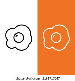 Fried Egg Vector Icon in Outline Style. Fried eggs are a cooked dish in which eggs are removed from their shells and placed into a frying pan and fried. Vector illustration icon for app, web, game.