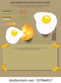 Fried egg vector illustration and blank paper