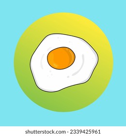 Fried egg vector illustration with blue background