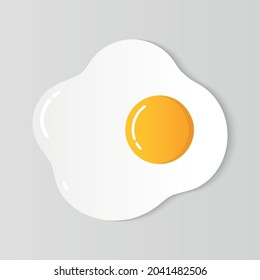 Fried egg, vector illustration. Colorful fried egg against light gray background. Unusual fried egg art. Food icon. Top view.