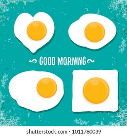 Fried Egg vector illustration. good morning concept. breakfast fried chicken egg with a orange yolk in the center of the fried egg flat laying on grunge azure background. top view
