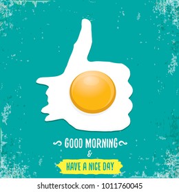 Fried Egg vector illustration. good morning concept. breakfast fried chicken egg with a orange yolk in the center of the fried egg flat laying on grunge azure background. top view