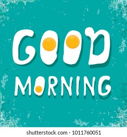 Fried Egg vector illustration. good morning concept. breakfast fried chicken egg with a orange yolk in the center of the fried egg flat laying on grunge azure background. top view