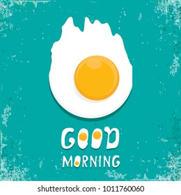 Fried Egg vector illustration. good morning concept. breakfast fried chicken egg with a orange yolk in the center of the fried egg flat laying on grunge azure background. top view