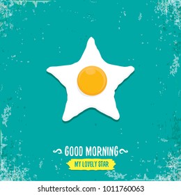 Fried Egg vector illustration. good morning concept. breakfast fried chicken egg with a orange yolk in the center of the fried egg flat laying on grunge azure background. top view