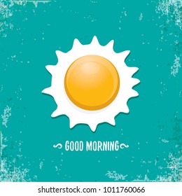 Fried Egg vector illustration. good morning concept. breakfast fried chicken egg with a orange yolk in the center of the fried egg flat laying on grunge azure background. top view