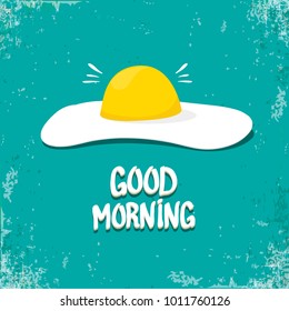 Fried Egg vector illustration. good morning concept. breakfast fried chicken egg with a orange yolk in the center of the fried egg flat laying on grunge azure background. top view