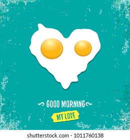 Fried Egg vector illustration. good morning concept. breakfast fried chicken egg with a orange yolk in the center of the fried egg flat laying on grunge azure background. top view