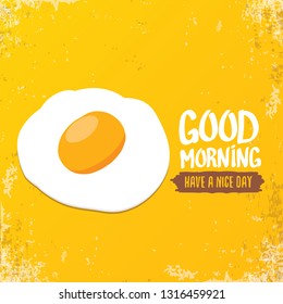Fried Egg vector illustration. good morning concept. breakfast fried chicken egg with a orange yolk in the center of the fried egg flat laying on orange background. top view 