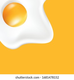 Vektorillustration "Fried Egg". gutes Morgenkonzept. Frühstücksfrittiertes Henne oder Hühnerei mit orangefarbenem Eigelb in der Mitte des frittierten Eiers.