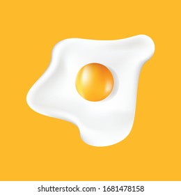 Fried Egg vector illustration. good morning concept. breakfast fried hen or chicken egg with a orange yolk in the center of the fried egg.