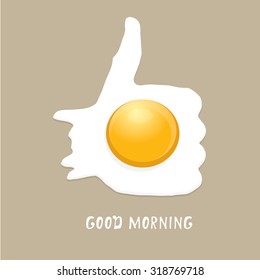 Fried Egg vector illustration. good morning concept.  breakfast fried hen or chicken egg with a orange yolk in the center of the fried egg.