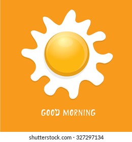 Fried Egg vector illustration. good morning concept. breakfast fried hen or chicken egg with a orange yolk in the center of the fried egg.