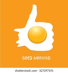 Fried Egg vector illustration. good morning concept. breakfast fried hen or chicken egg with a orange yolk in the center of the fried egg.