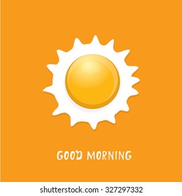 Fried Egg vector illustration. good morning concept. breakfast fried hen or chicken egg with a orange yolk in the center of the fried egg.