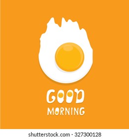 Fried Egg vector illustration. good morning concept. breakfast fried hen or chicken egg with a orange yolk in the center of the fried egg.