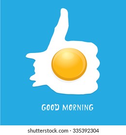 Fried Egg vector illustration. good morning concept. breakfast fried hen or chicken egg with a orange yolk in the center of the fried egg.