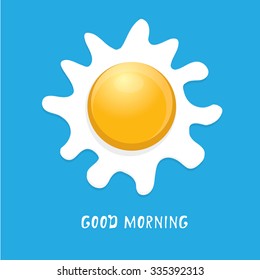 Fried Egg vector illustration. good morning concept. breakfast fried hen or chicken egg with a orange yolk in the center of the fried egg.