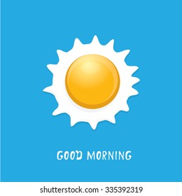 Fried Egg vector illustration. good morning concept. breakfast fried hen or chicken egg with a orange yolk in the center of the fried egg.