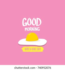 Fried Egg vector illustration. good morning concept. breakfast fried chicken egg with a orange yolk in the center of the fried egg flat laying on pink background. top view