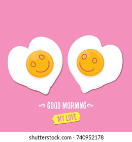 Fried Egg vector illustration. good morning concept. breakfast fried chicken egg with a orange yolk in the center of the fried egg flat laying on pink background. top view