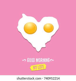 Fried Egg vector illustration. good morning concept. breakfast fried chicken egg with a orange yolk in the center of the fried egg flat laying on pink background. top view