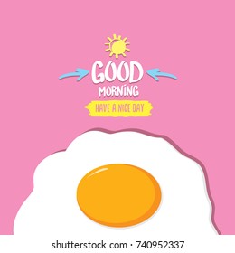 Fried Egg vector illustration. good morning concept. breakfast fried chicken egg with a orange yolk in the center of the fried egg flat laying on pink background. top view