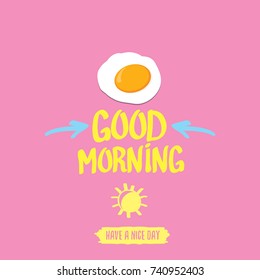 Fried Egg vector illustration. good morning concept. breakfast fried chicken egg with a orange yolk in the center of the fried egg flat laying on pink background. top view